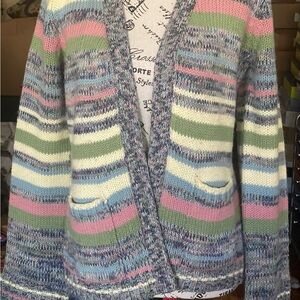 Vintage Colorful Striped Women's Cardigan